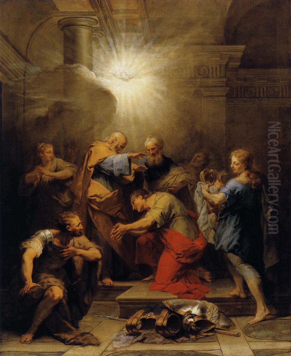 Ananias Restoring the Sight of St Paul Oil Painting by Jean Restout