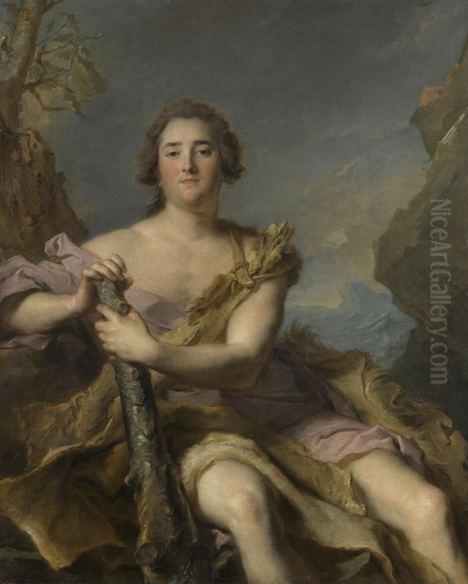Le duc de Chaulnes, represente en Hercule (1714-1769). Michel Ferdinand d'Albert d'Ailly (1714-1769), lieutenant-general gouverneur de Picardie Oil Painting by Jean-Marc Nattier
