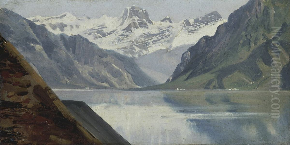 Lac et montagnes Oil Painting by Achille Etna Michallon