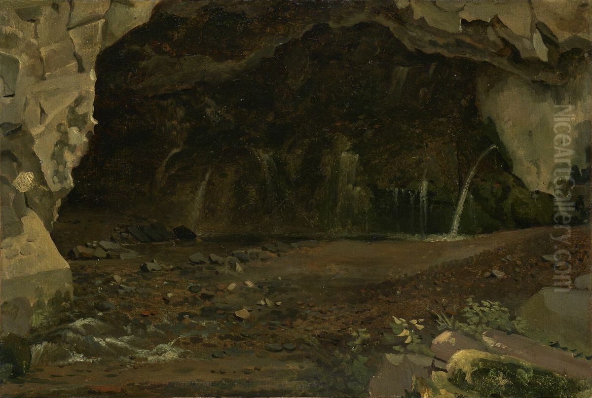 Vue d'une grotte Oil Painting by Achille Etna Michallon