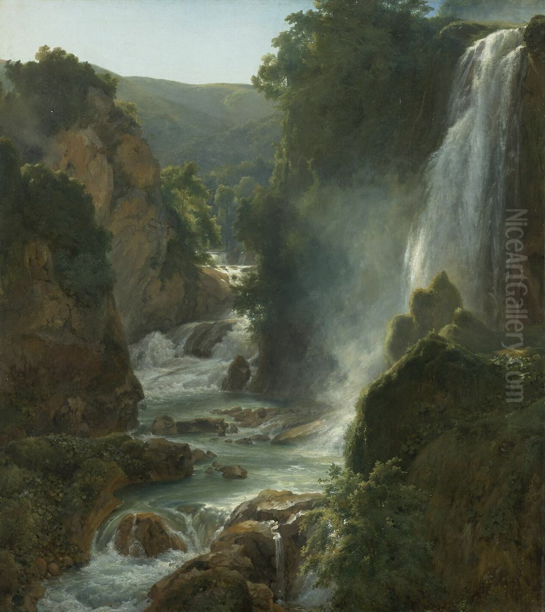La cascade (Tivoli) Oil Painting by Achille Etna Michallon