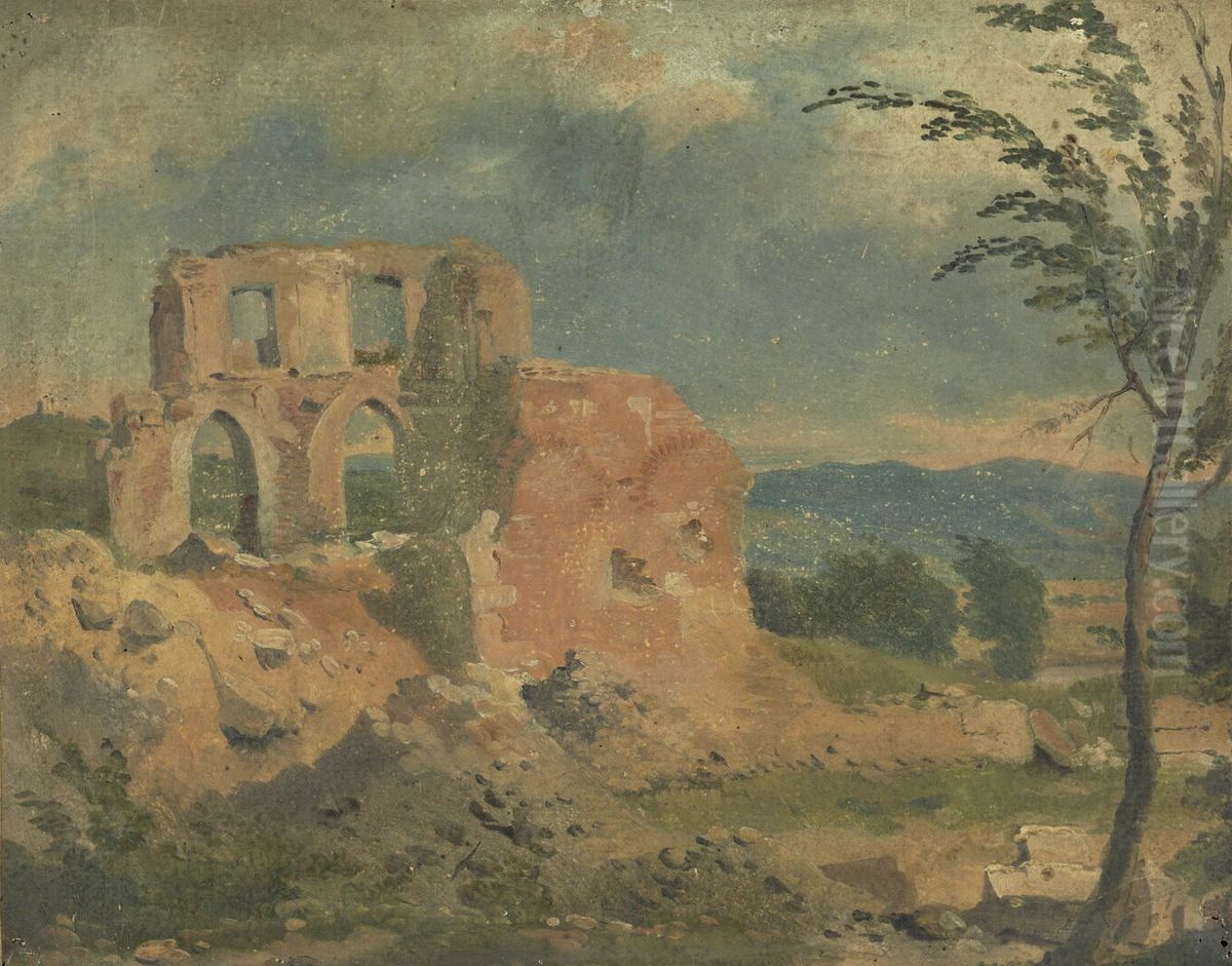 Ruines dans un paysage Oil Painting by Achille Etna Michallon