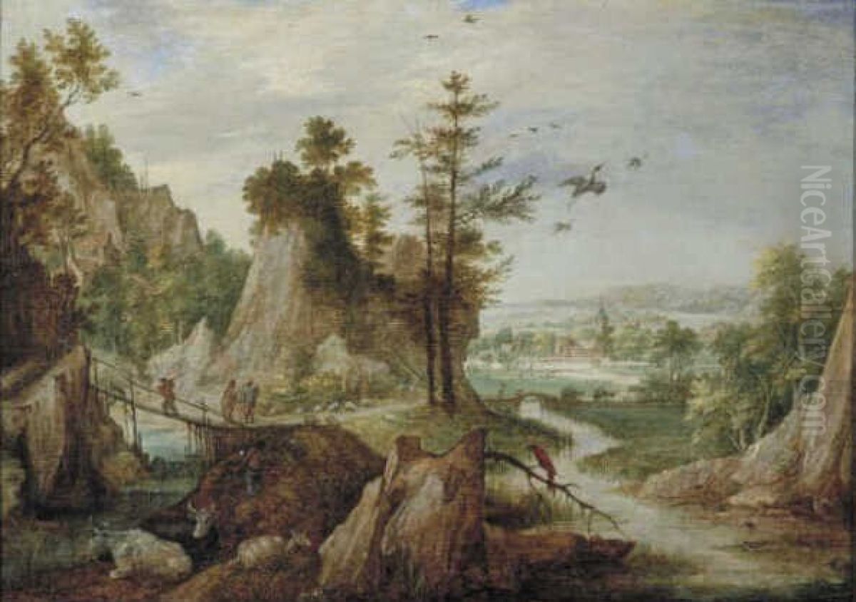 Bergachtig landschap Oil Painting by Gillis d'Hondecoeter