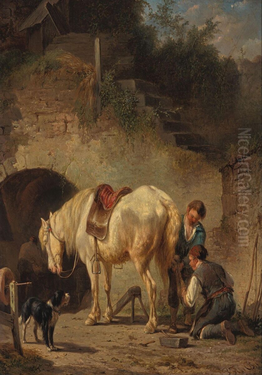 The farrier Oil Painting by Pieter Frederik Van Os