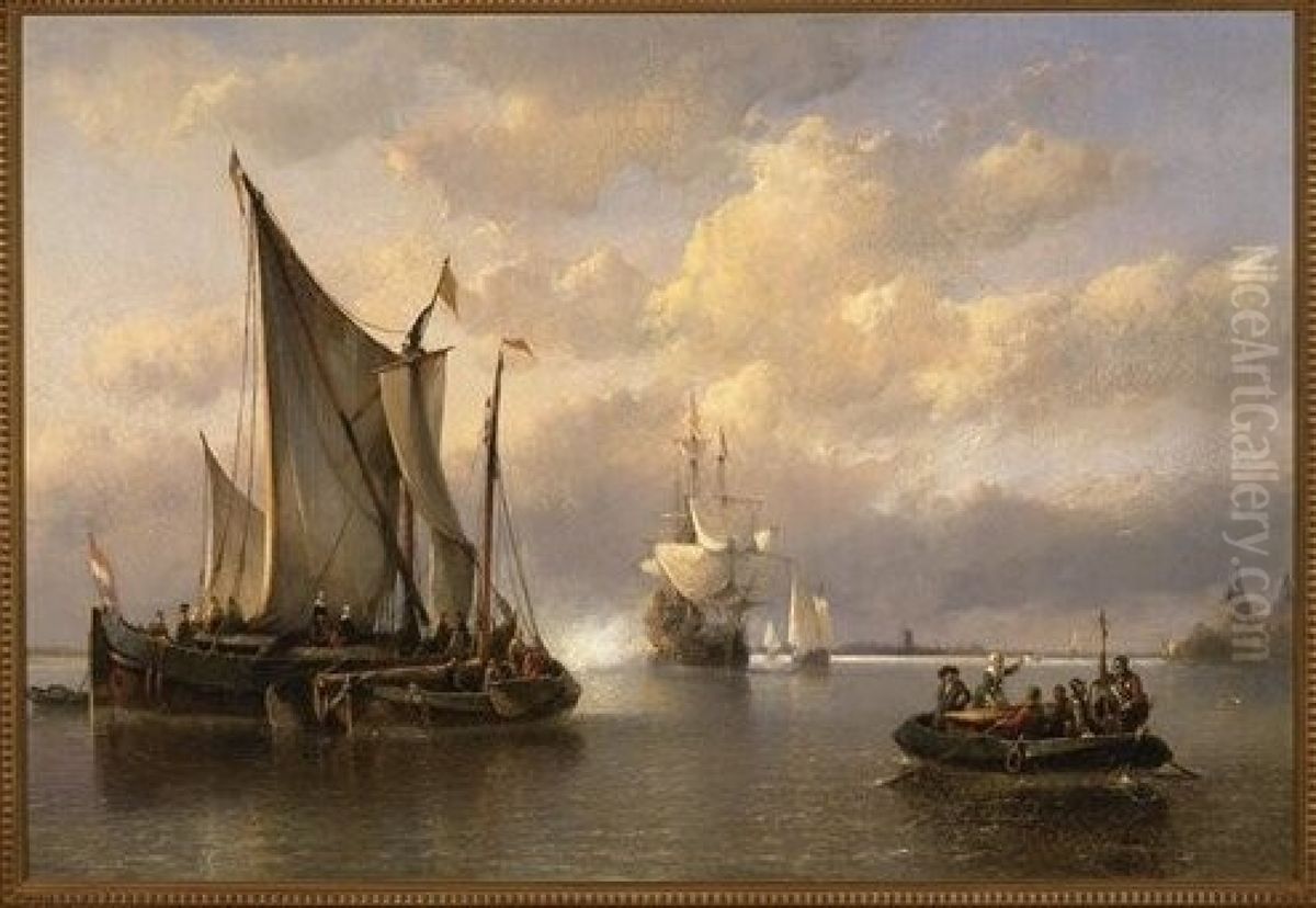 De Merwede met de vlucht van Hugo de Groot Oil Painting by Anthonie Waldorp