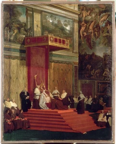 Le pape Pie VII tenant chapelle Oil Painting by Jean Auguste Dominique Ingres