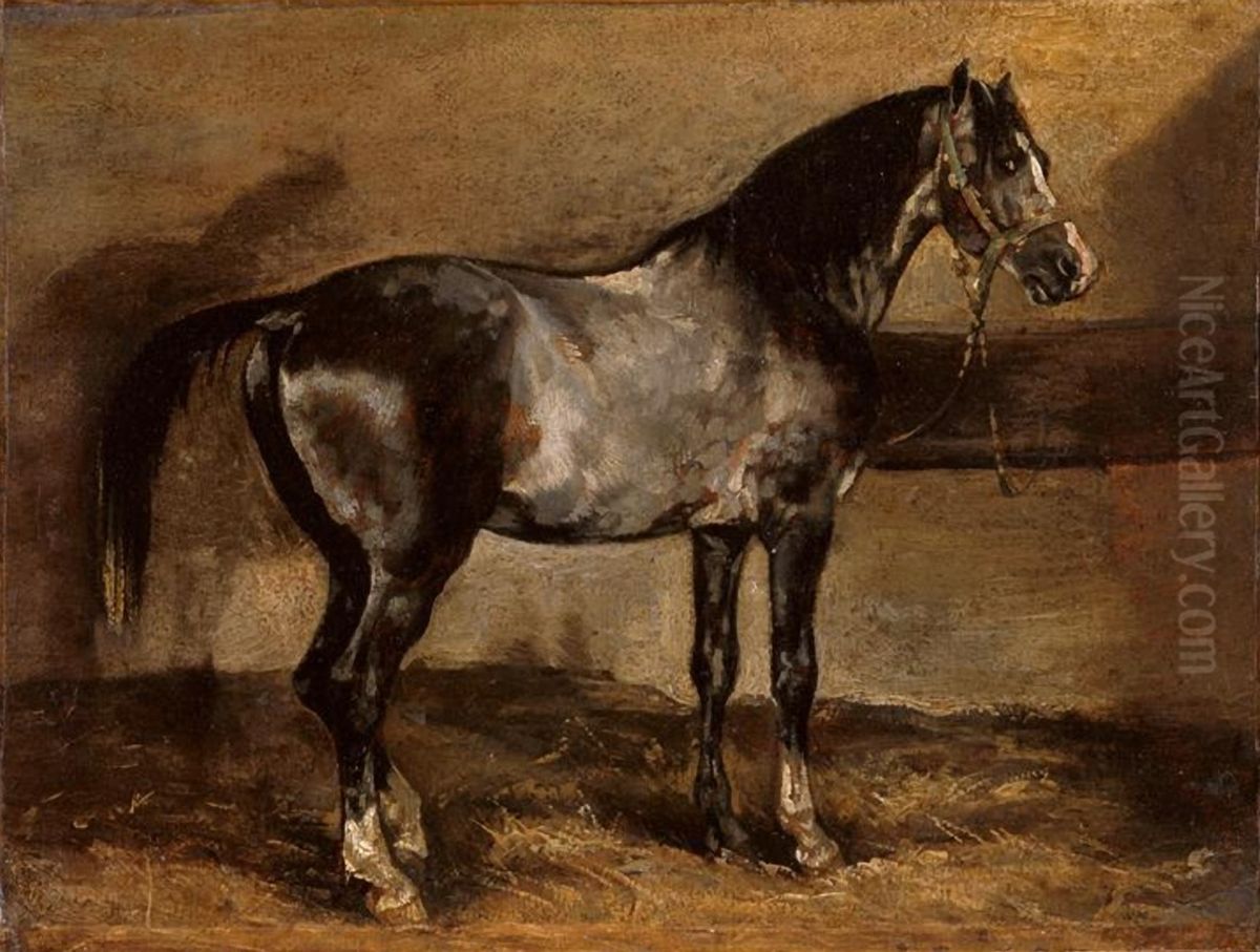 Cheval gris au ratelier Oil Painting by Theodore Gericault