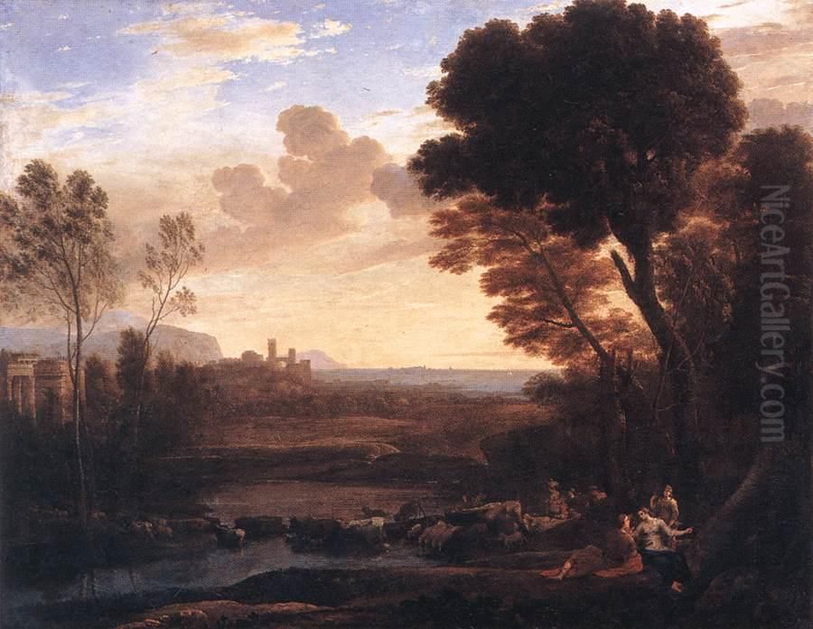 Paysage avec Paris et Oenone, dit Le Gue Oil Painting by Claude Lorrain (Claude Gellee)