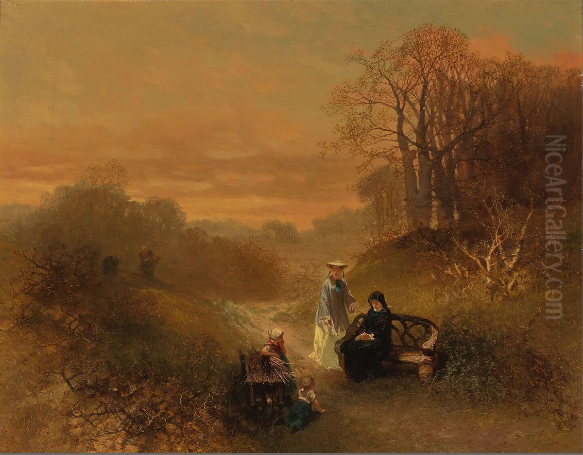 A Young Widow with her Sister Oil Painting by Charles Rochussen