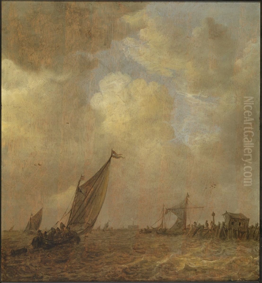 Gezicht op de Haarlemmermeer bij storm Oil Painting by Jan van Goyen