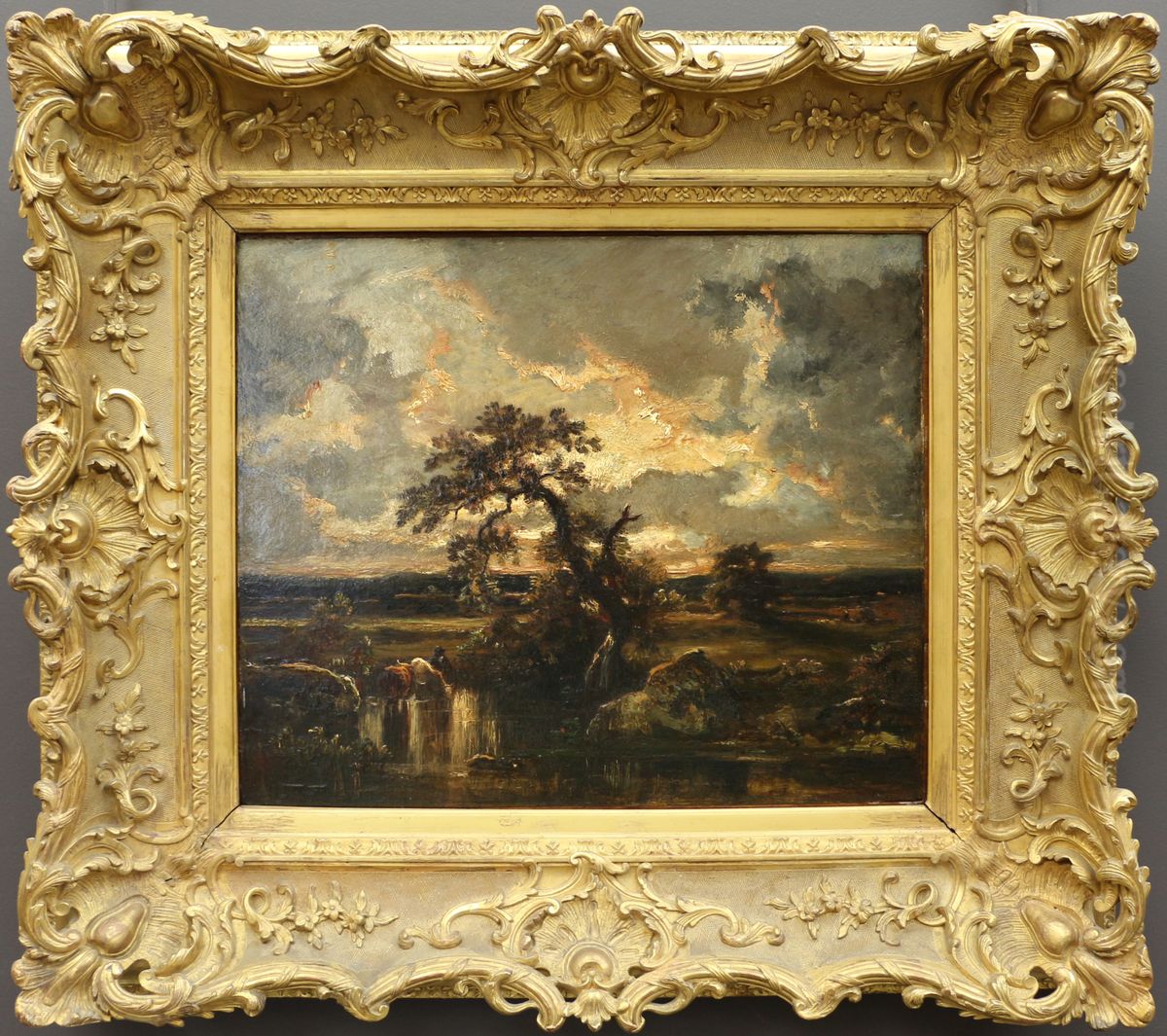Soleil couchant apres l'orage Oil Painting by Jules Dupre
