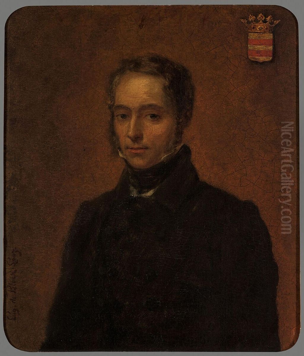 Portret van de vader Joseph de Block Looz Oil Painting by Eugene De Block