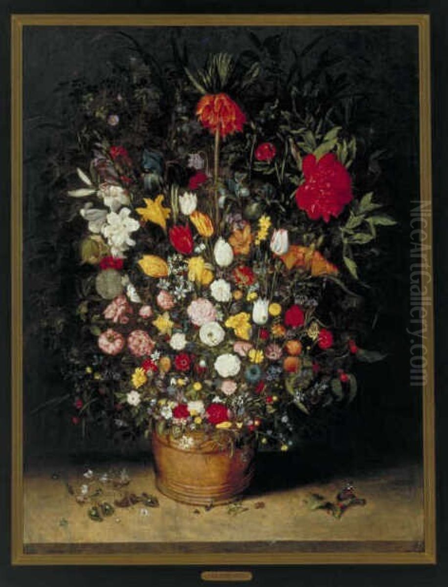 Stilleven met bloemen in een kuip Oil Painting by Jan Brughel