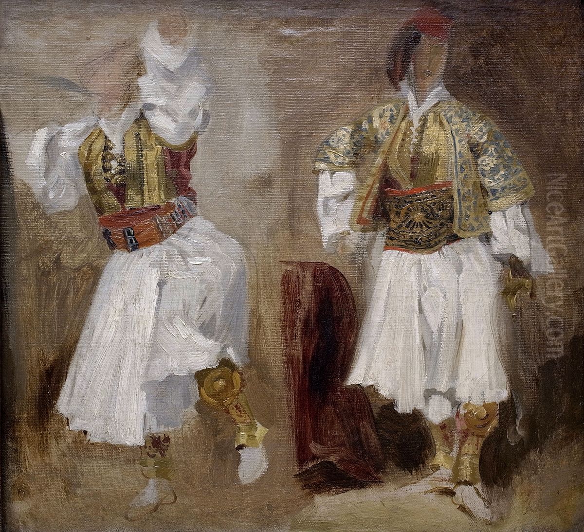 Etude de costumessouliotes Oil Painting by Eugene Delacroix