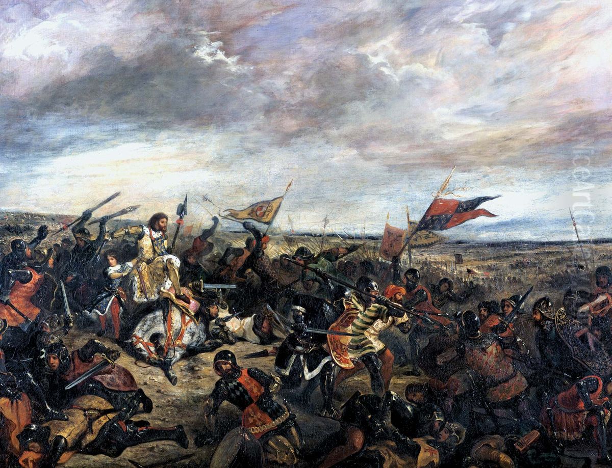 (King John at the) Battle of Poitiers Oil Painting by Eugene Delacroix