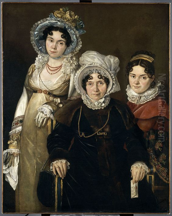 Les trois dames de Gand Oil Painting by Jacques-Louis David