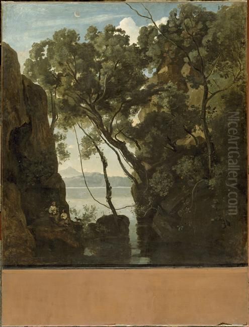 Le lac de Nemi Oil Painting by Jean-Baptiste Camille Corot