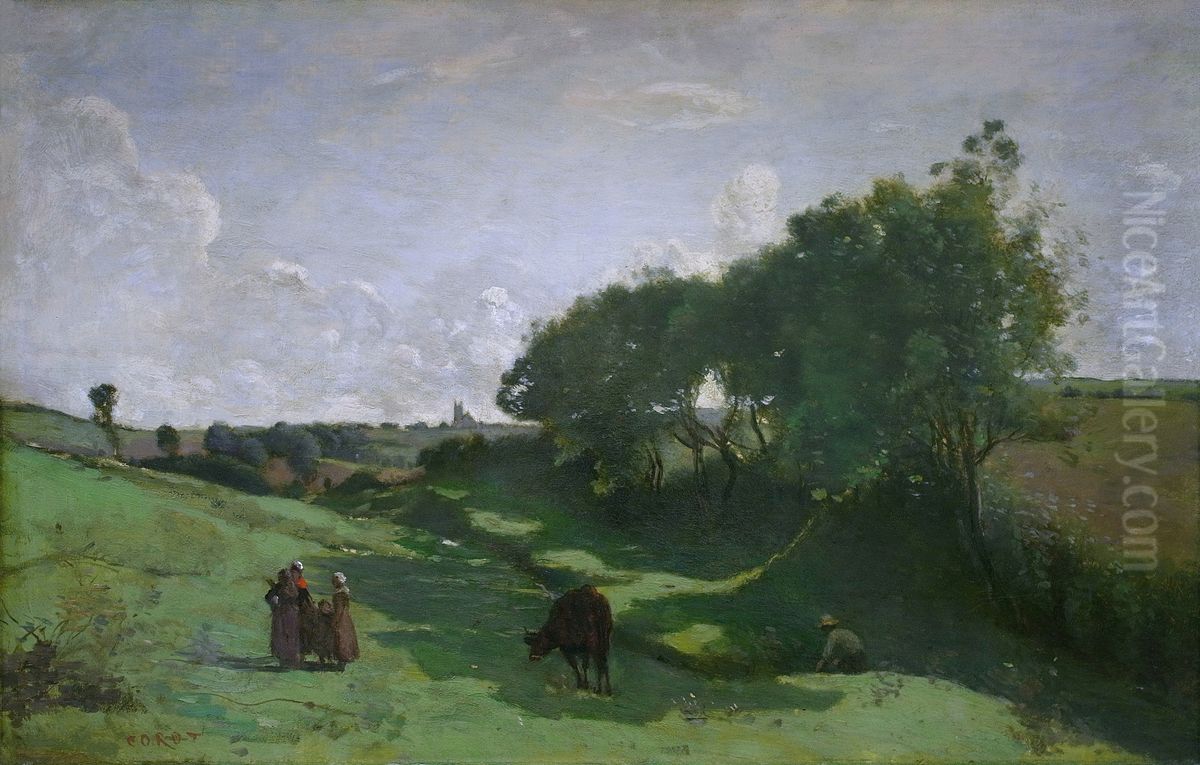 The Vale Oil Painting by Jean-Baptiste Camille Corot