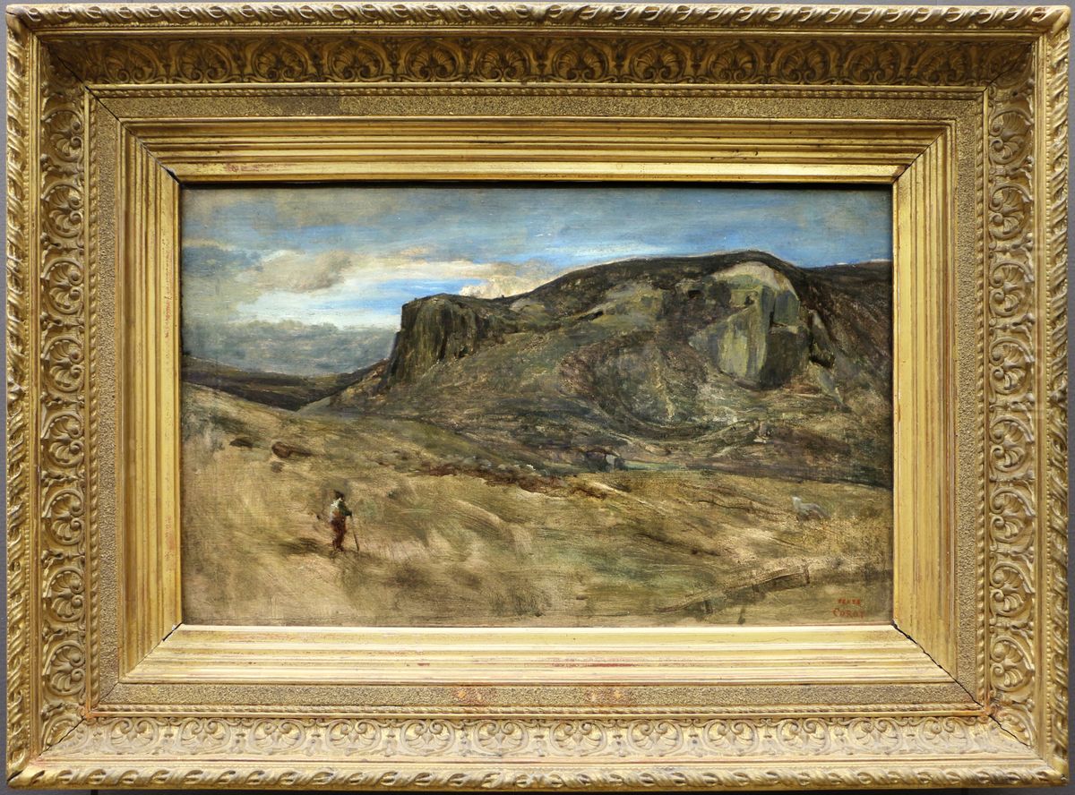 Mountain of the Roman countryside. The Rock of the Nazens Oil Painting by Jean-Baptiste Camille Corot