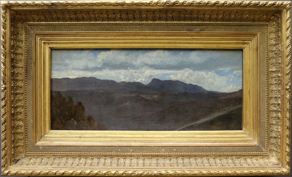 Panorama de la campagne romaine. Les monts Prenestini vus d'Olevano. Oil Painting by Jean-Baptiste Camille Corot