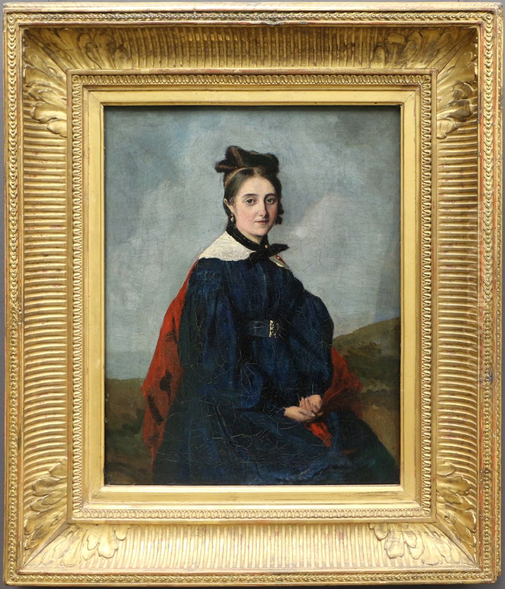 Alexina Legoux, employee chez Mme Sennegon, modiste, soeur de l'artiste. Oil Painting by Jean-Baptiste Camille Corot