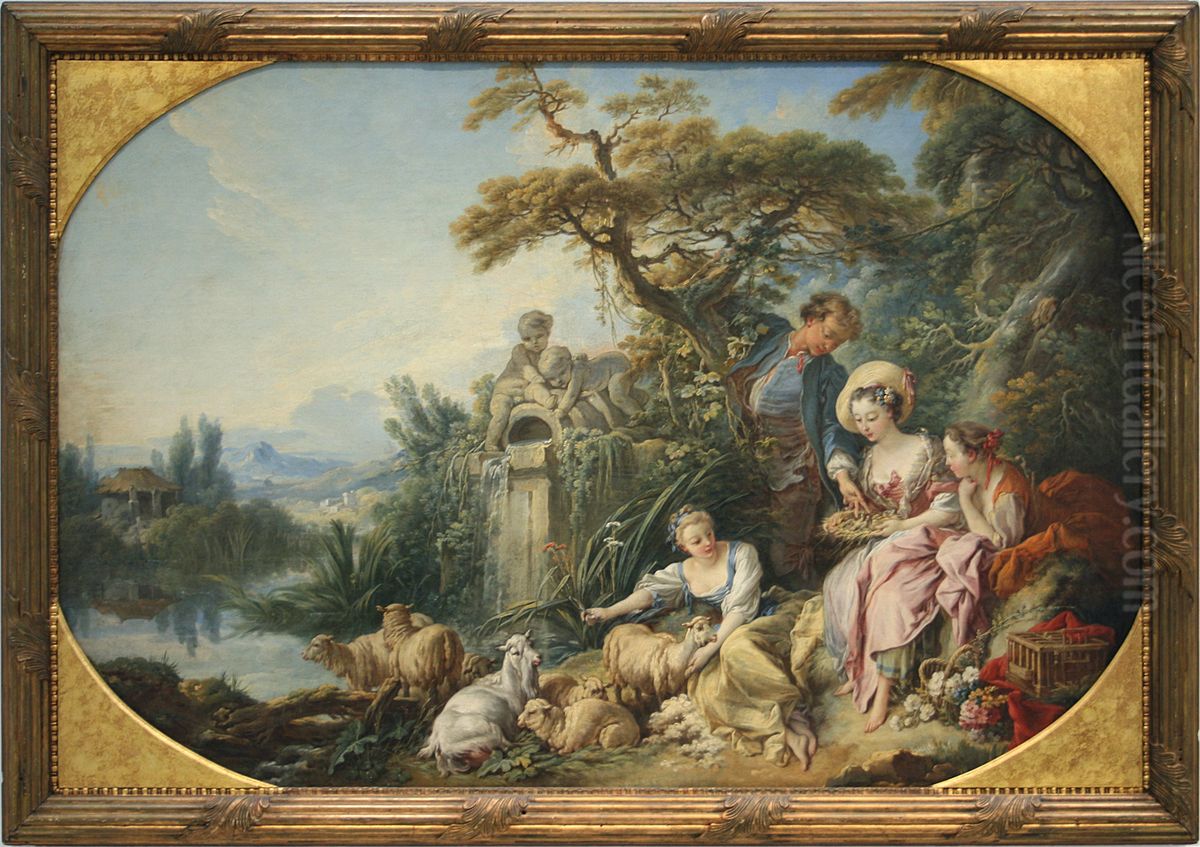 Les presents du berger ou Le nid. Oil Painting by Francois Boucher