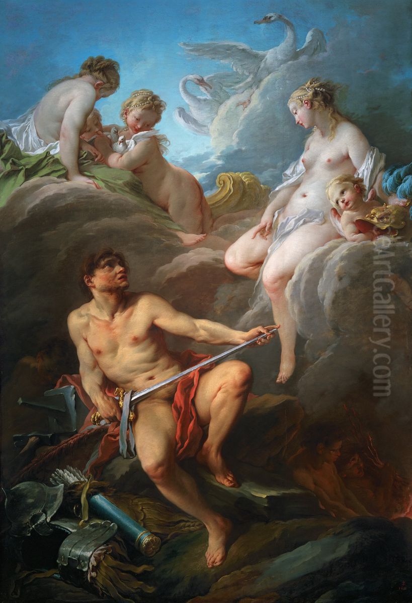 Venus demandant a Vulcain des armes pour Enee. Oil Painting by Francois Boucher