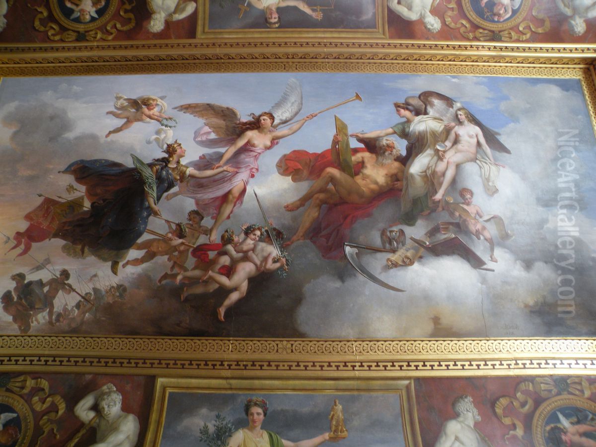 Plafond : La France victorieuse a Bouvines (1214). Oil Painting by Merry-Joseph Blondel