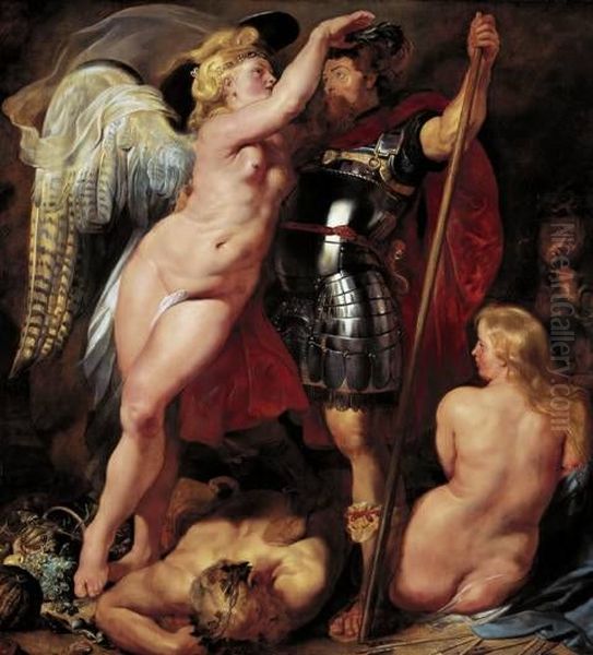 The Coronation of the Hero of Virtue Oil Painting by (studio of) Rubens, Peter Paul