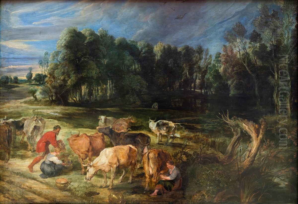 Landscape with Cows Oil Painting by (studio of) Rubens, Peter Paul