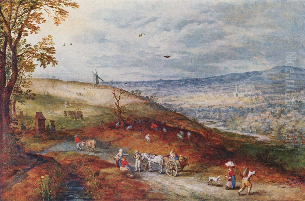 Landschaft mit Windmuhle Oil Painting by Jan Brughel