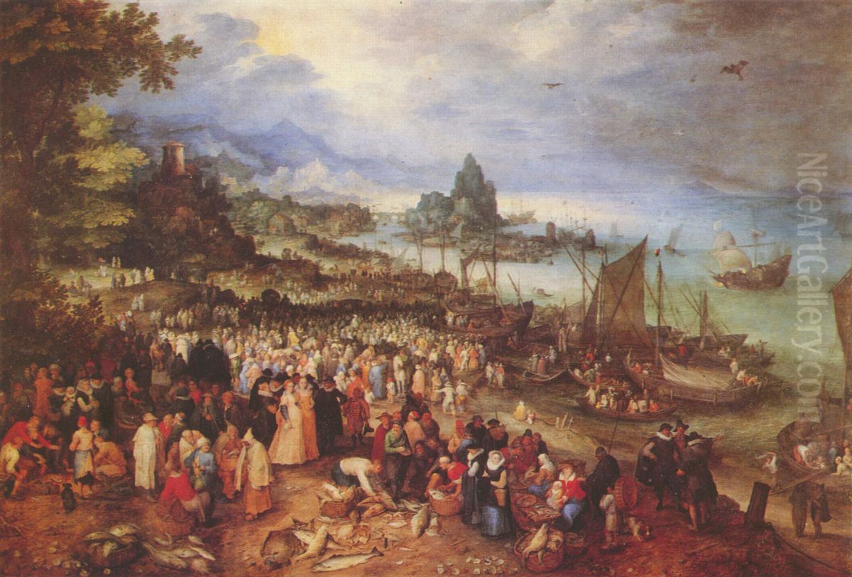 Sea port with the lecture of Christ Oil Painting by Jan Brughel