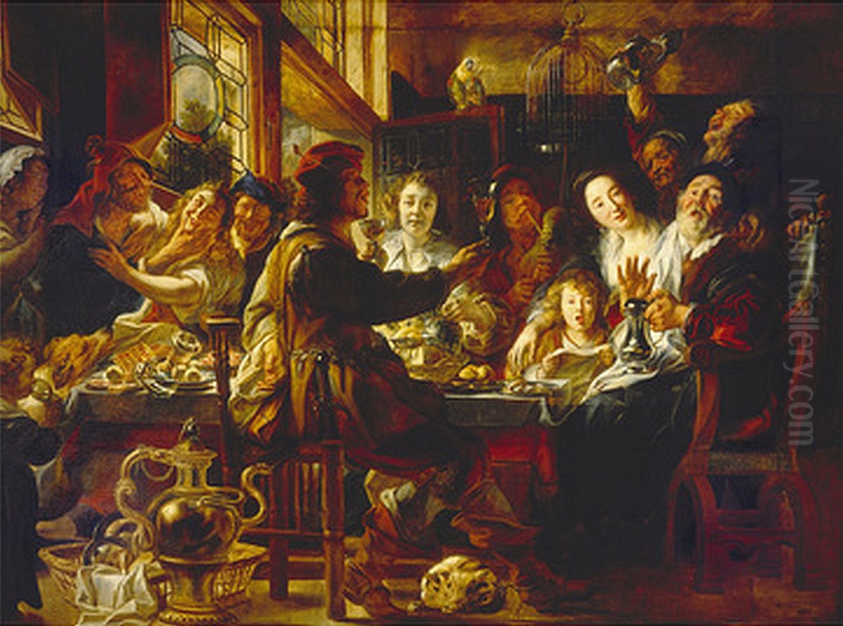 Wie Die Alten Sungen So Zwitschern Die Jungen Oil Painting by Jacob Jordaens