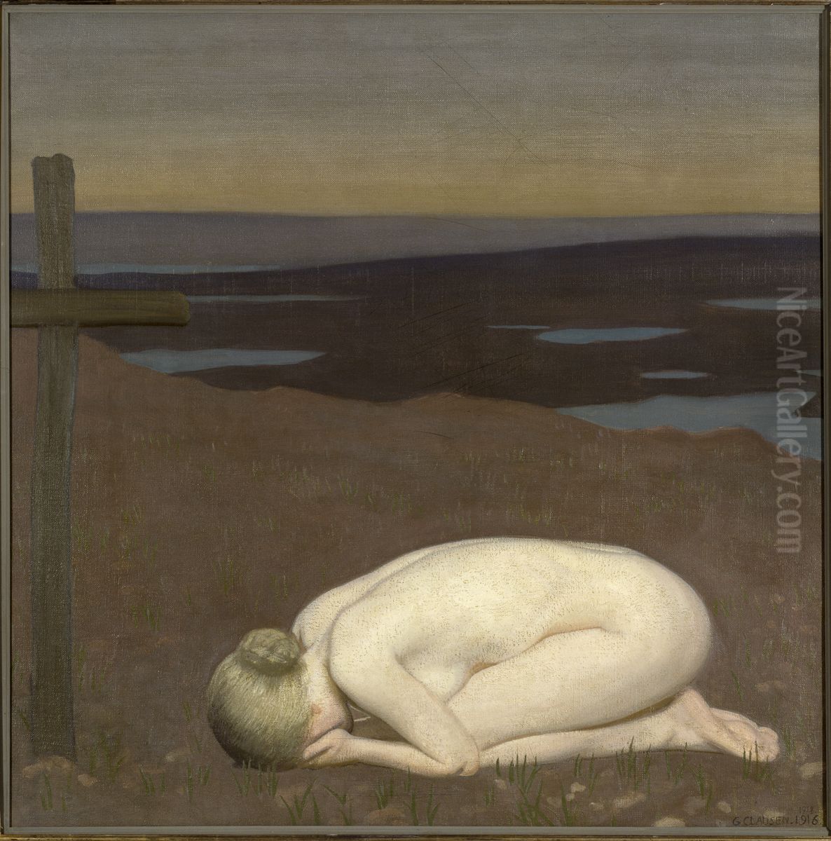 Youth Mourning Oil Painting by George Clausen