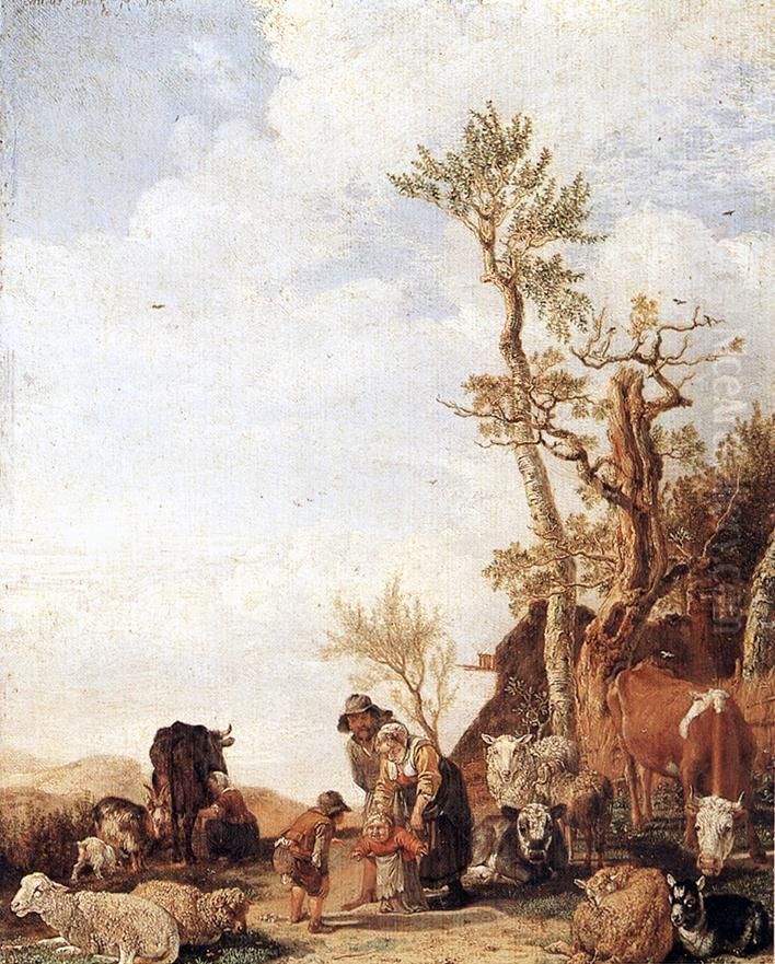 Familia de campesinos con el ganado Oil Painting by Paulus Potter