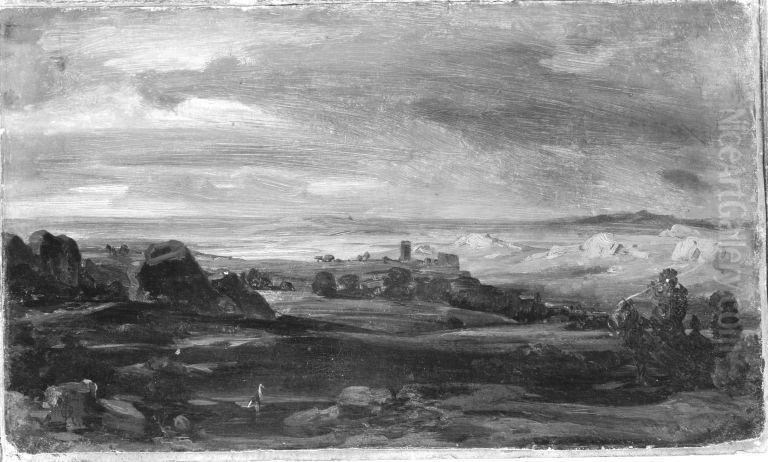 Abendlandschaft mit Burgruine Oil Painting by Carl Rottmann