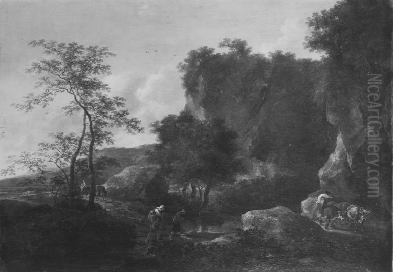 Abendliche Landschaft mit einer Furt Oil Painting by Jan Both