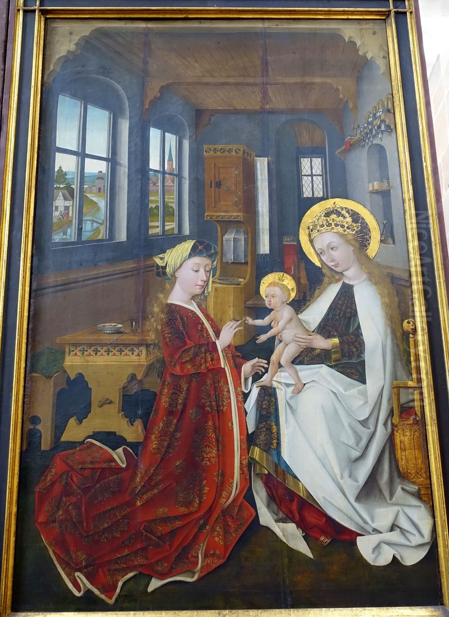 Mystische Vermahlung der hl. Katharina aus der Dominikanerinnenkirche St. Katharina, Nurnberg Oil Painting by Hans Pleydenwurffand workshop