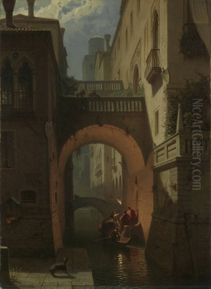 Der Palazzo Vendramin in Venedig bei Nacht Oil Painting by Eduard Gerhardt