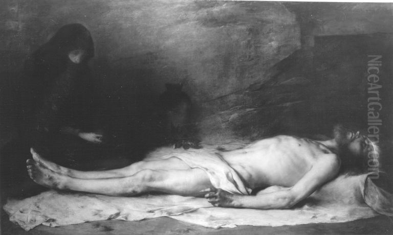 Die Beweinung Christi durch Magdalena Oil Painting by Ludwig Von Lofftz