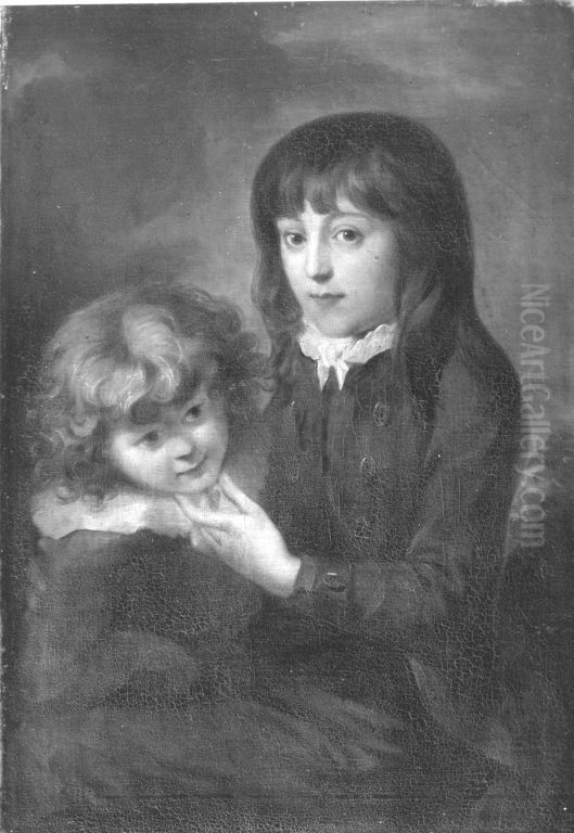 Doppelbildnis der Sohne des Kunstlers Oil Painting by Johann Peter Von Langer