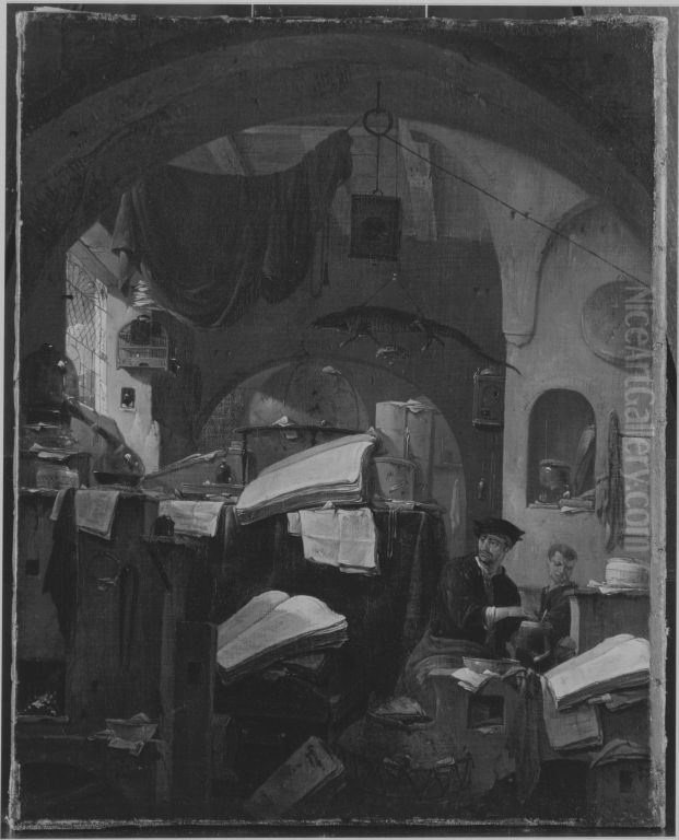 Ein Alchemist Oil Painting by Thomas Wijck