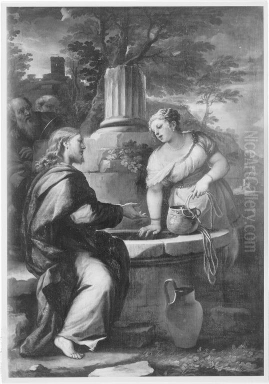 Christus und die Samariterin am Brunnen Oil Painting by Luca Giordano