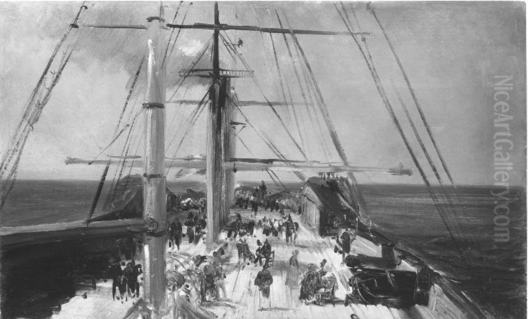 Blick auf das Deck eines Schiffs auf offener See Oil Painting by Theodore Gudin