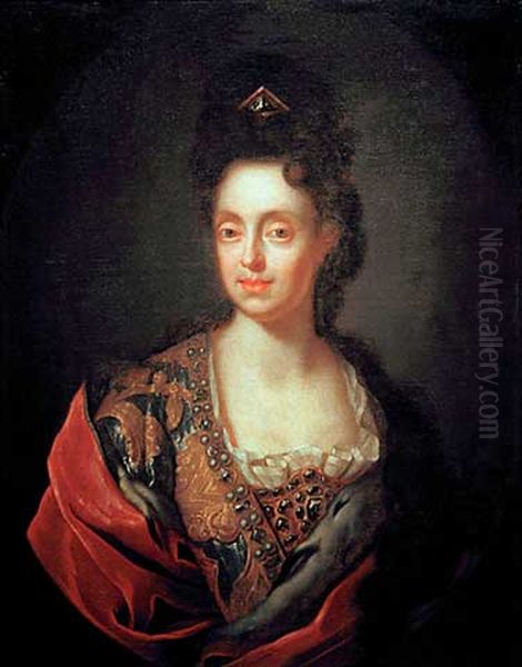 Portrait of Anna Maria Luisa de'Medici, electress of the Palatine Oil Painting by Jan Frans van Douven