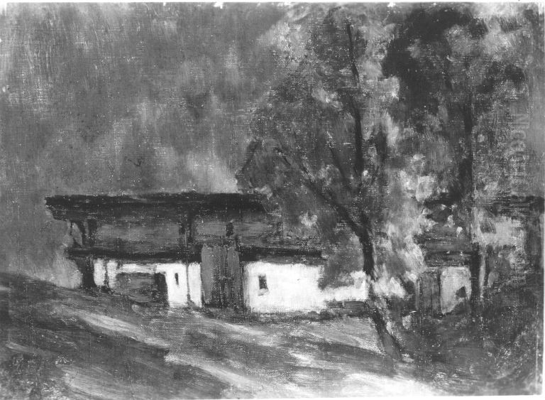 Bauernhaus Oil Painting by Carl Schuch
