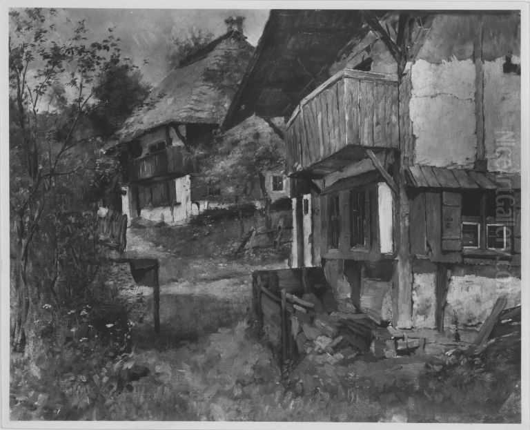 Bauernhauser Oil Painting by Johann Sperl