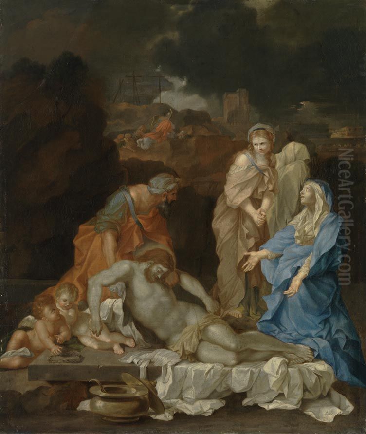 Beweinung Christi am Grabe Oil Painting by Sebastien Bourdon