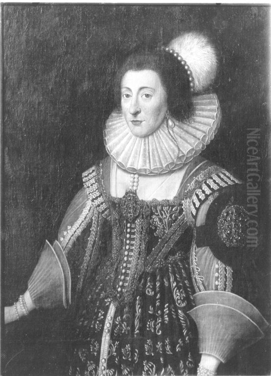 Bildnis der Elisabeth Stuart, Kurfurstin von der Pfalz (1596-1662) Oil Painting by Michiel Jansz. van Mierevelt