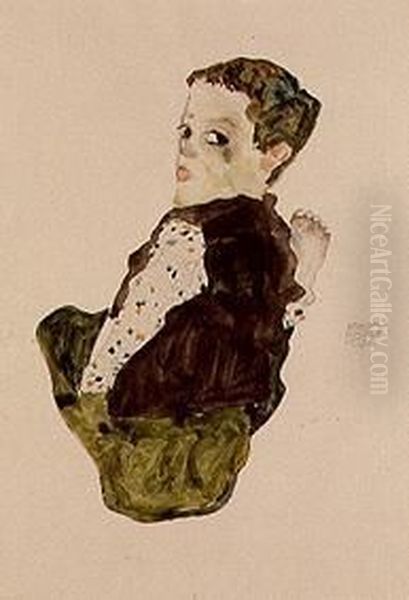 Sitzender Knabe Oil Painting by Egon Schiele